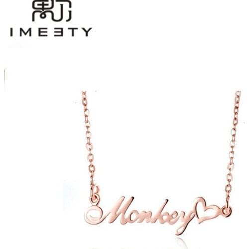 IMEETY fashion chain jewelry necklace silver love necklace gold plating name tag necklace custom nameplate necklace