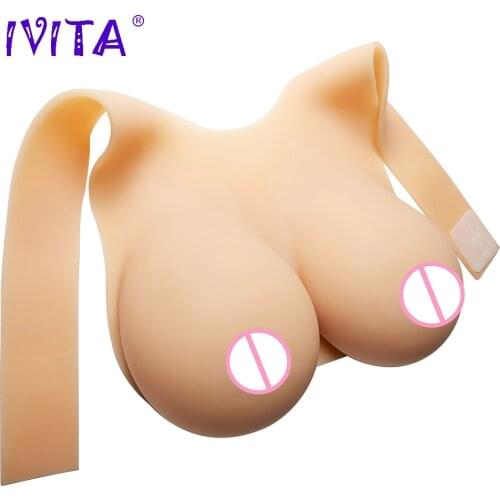 IVITA 2800g Artificial Silicone Breast Forms Fake Boobs Breasts for Crossdresser Transgender Drag Queen Shemale Tetas Falsas