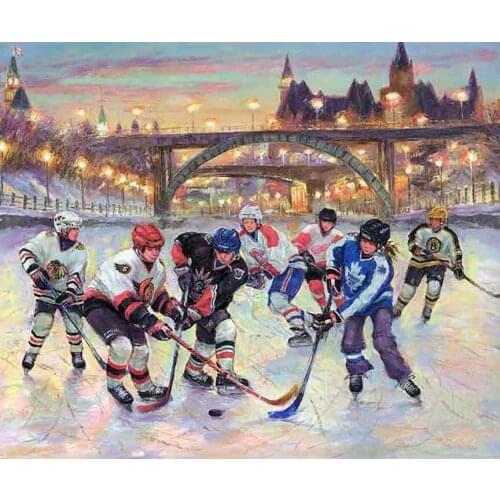 JMINE Div 5D Hockey Bridge Country Full Diamond Painting cross stitch kits art High Quality sports 3D paint by diamonds