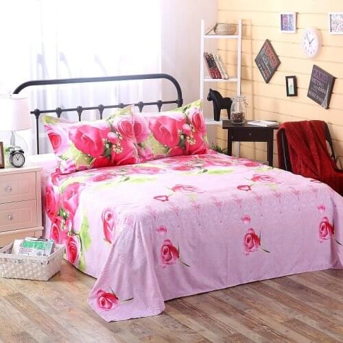 3 Pieces Bed Sheet Set 3D Printed Flower Design Polyester Dould Bed Linens Bedding Flat Sheet Pillowcase Home Hotel Bed Sheets