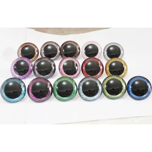 10pcs/lot--30mm/40mm/50mm big size round clear toy safety glitter eyes + glitter fabric + hard washers --size color option-N16