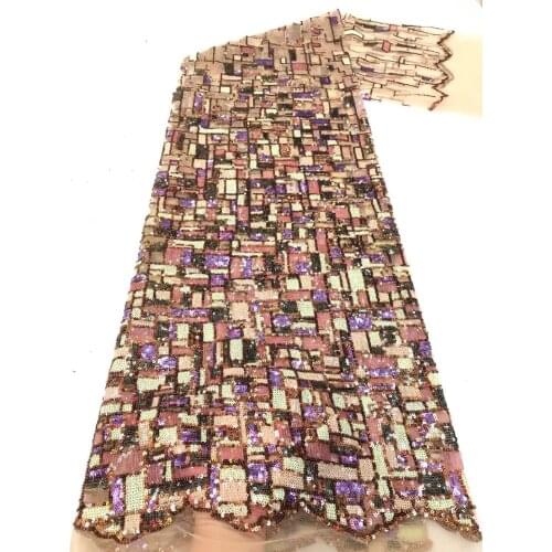 African sequins lace fabric high quality french tulle lace sequence SYJ-188682 Nigerian lace fabrics for wedding