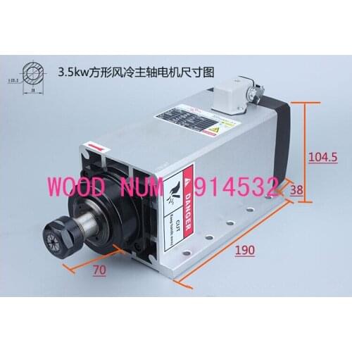 3.5KW ER25 220V/380V Square Air-cooled Spindle motor Engraving milling Grind