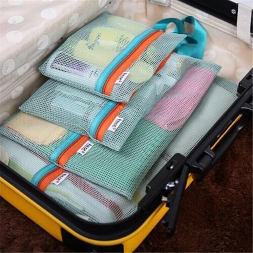 4Pcs Reusable Mesh Storage Bag Eco-Friendly Bags For Grocery Toys Multiple Organizer Pouch Transparent Zip Package