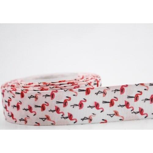 Cartoon flamingo printed grosgrain ribbon 9-75mm DIY handmade materials christmas wedding gift wrap tape ribbons