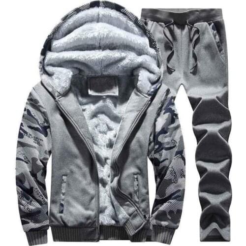 Men Suits Winter Thick Warm Set Fleece Tracksuit Hoodie + Pants Male Brand Clothing Men Outfit Set Plus Size 4XL