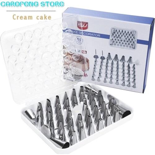 55-piece Set of Baking Tools Stainless Steel Framed Nozzle Converter Cake