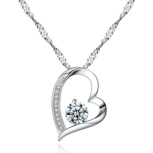 Pendant Necklace Cubic Zircon Valentine Heart Pendant Necklace Water-wave Chain Lady Jewellery Accessories