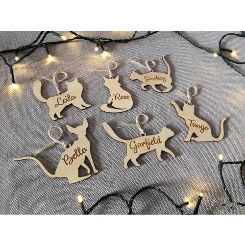 Personalized cat ornament, cat ornament Christmas, Christmas tree decoration, Custom cat shape, Cat name engraved, Cat breed