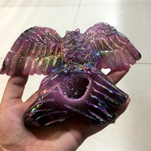 1pcs Lovely and beautiful electroplated color crystal hand carved lovely owl home decoration in beautiful colors