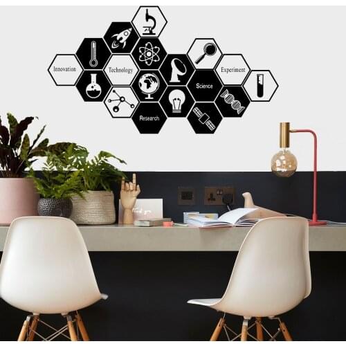 Vinyl Science Icons Decal Wall Art Science Sticker Home Living Room And Science Lab Decoration Removable A002894
