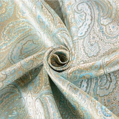 Yard dyed jacquard brocade green satin fabric used for patchwork felt DIY sewing women clothing wedding dress by 115cm width