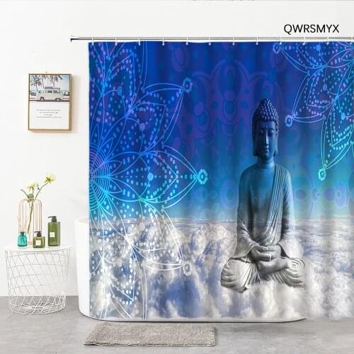 Zen Buddha Shower Curtains Fabric Hook Mandala Flower Background Bathroom Curtain Home Decor Background Wall Bathroom Products