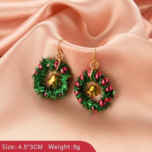 8Seasons Christmas Tree Snowflake Wreath Bell Hoop Earrings Women Multicolor Xmas Gifts,1 Set /1 Pair