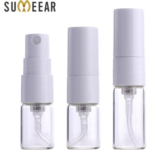 100 Pcs/Lot 1ml 2ml mini Perfume Bottle White Spray Refillable Empty Bottles Cosmetic Containers Portable Perfume Atomizer