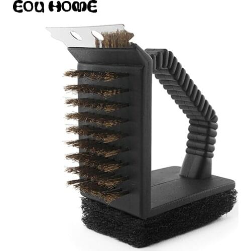 1Pce Home Camping Black Cleaning Brushes Copper Wire Brush BBQ Cleaning Field Practical Oven Grills Barbecue Brush Products