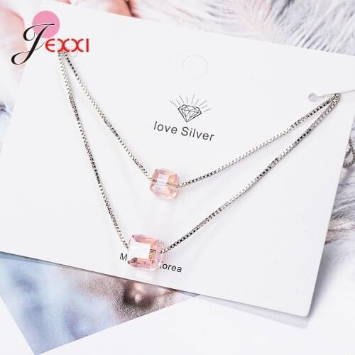 2 Colors Option Authentic 925 Sterling Silver Pendant Necklace For Women Chain Box Chain Necklaces Silver 925 Jewelry