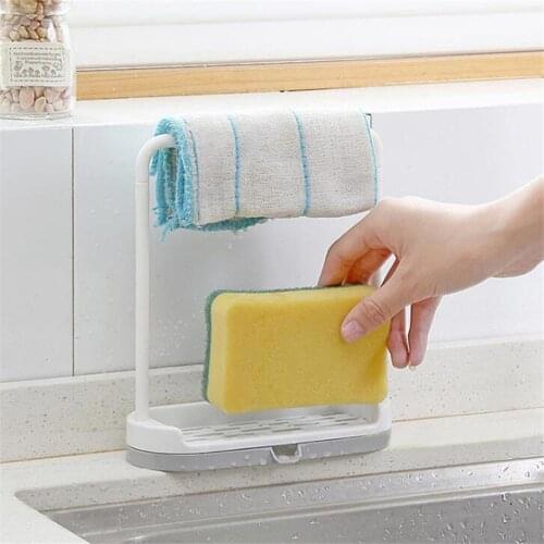 2-in-1 Creative Bathroom Kitchen Utensil Sponge Soap Rag Holder Storage Rack Box Punch-free Towel drain rack Rag hanging rack