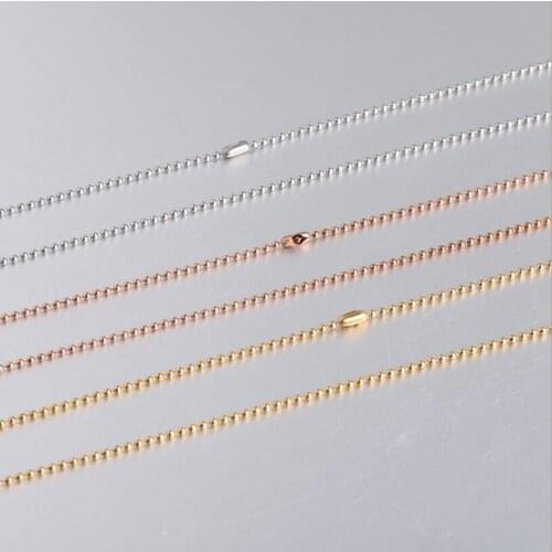 5pcs/lot 1.5mm Ball Beads Chain Necklace Gold Steel Rose Gold Color Stainless Steel DIY Necklace Jewelry Making 50cm
