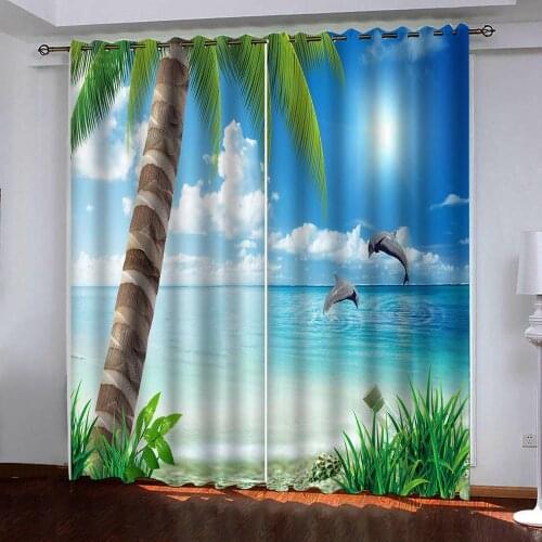 3D custom Sea view curtains animal curtain for living room bedroom kids room curtain blackout window curtain 3d