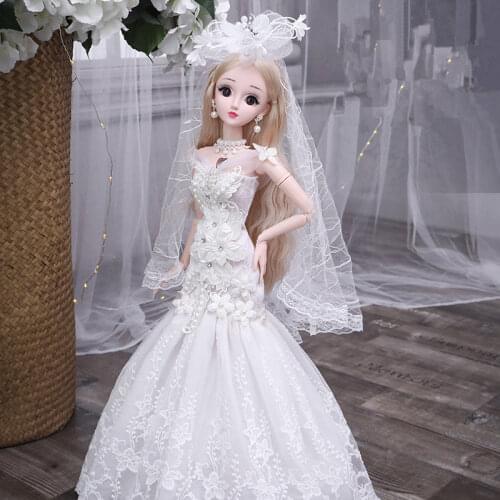 60cm Bjd Doll 22 Joints Movable Large Dressup Princess Dress Set Fashion White Skin 3D DIY Dress Up Toy Gift Girl Birthday Gift