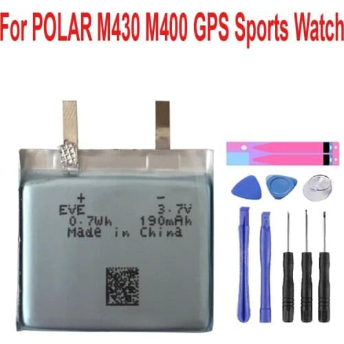 190mAh 3.8V Battery Core for POLAR M430 M400 GPS Sports Watch New Li-Polymer Rechargeable Accumulator Replacement