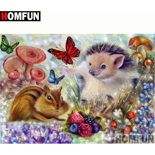 HOMFUN Full Square/Round Drill 5D DIY Diamond Painting "Squirrel hedgehog"3D Diamond Embroidery Cross Stitch Home Decor A20022