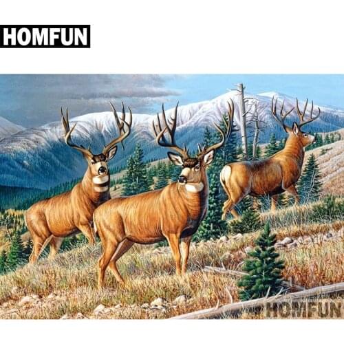 HOMFUN Full Square/Round Drill 5D DIY Diamond Painting "Forest deer" Embroidery Cross Stitch 5D Home Decor Gift A05005