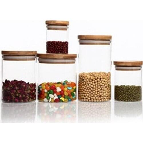 Bamboo cover glass Sealed jar travel Portable tea box Accessories heat resistant glass Canister tea caddy Food packaging jars