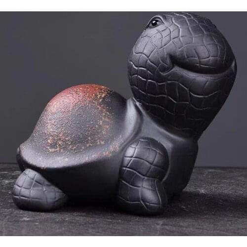 Free Shipping Vintage Ceramic Tortoise Tea Pet Purple Clay Office Desktop Bonsai Mini Turtle Ornament Animal Figurine Home Decor