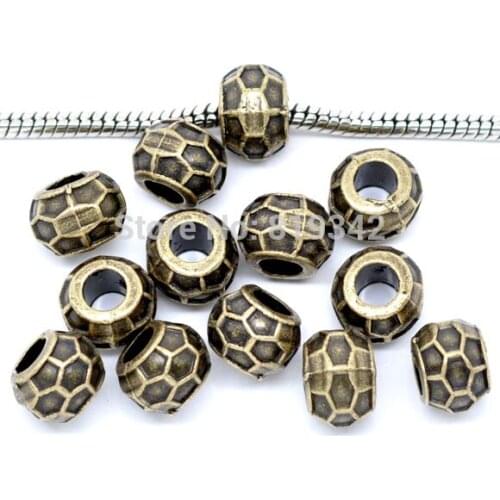 Free Shipping 30pcs Antique Bronze Tone Lattice Spacer Beads Fit European Charm Bracelet 11x8mm