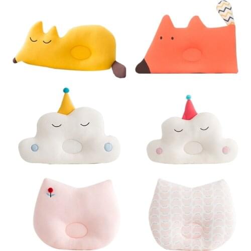 Baby Head Shaping Pillow Flat Head Nursing 3D Fox cloud shape Pillow Sleep Support Concave Head Positioning Cushion for Infants
