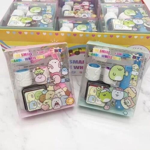 Unicorn Dinosaur Cartoon Roller Seal with Ink Pad Childrens Encouragement Seal Unicorn Student Prize Teacher Encourage Children