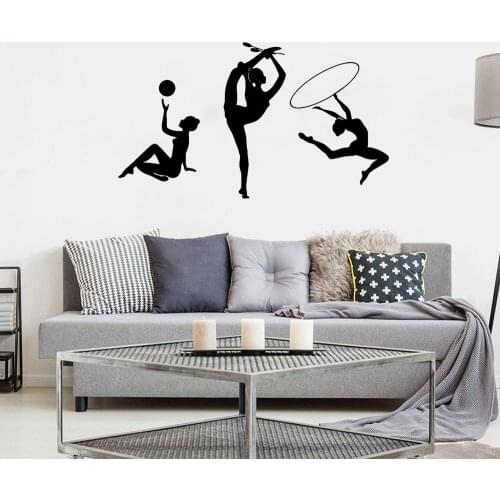 Gymnast Silhouette Wall Decal Athletic Girls Sports Club Artistic Gymnastics Room Interior Decor Vinyl Window Sticker DW6333
