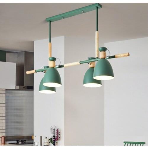 Personality wooden two-head ceiling plate 4 heads chandelier for kitchen bedroom living room restaurant hotel