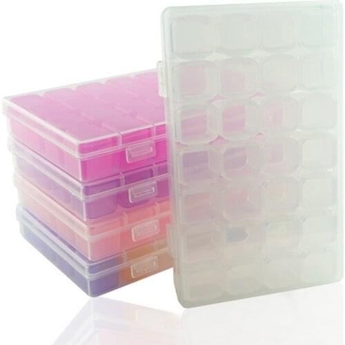 28 Grids Nail Art Storage Box Jewelry Beads Tablets Nail Art Tips Hard Case Storage Box Multicolor Plastic Rhinestones Tool Box