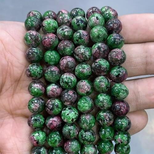 Natural Epidote Zoisite Tourmaline Stone Round Loose Beads Diy Bracelet Necklace for Jewelry Findings 15"Strand 4 6 8 10 12 14MM