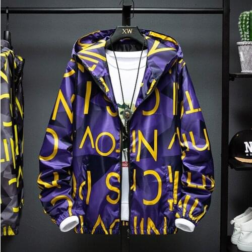 Zipper Jackets Men Hooded printing Casual Jacket 2021 Autumn Male Hip Hop Streetwear