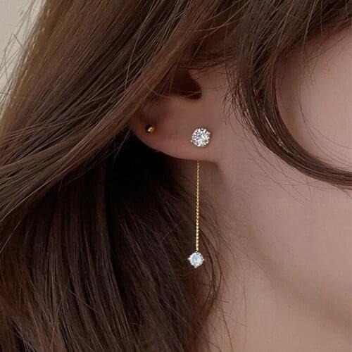 LOVOACC Korean Elegant Shinning Rhinestone Long Tassel Earring Gold Color Chain Drop Earrings for Women Dainty Jewelry Gifts