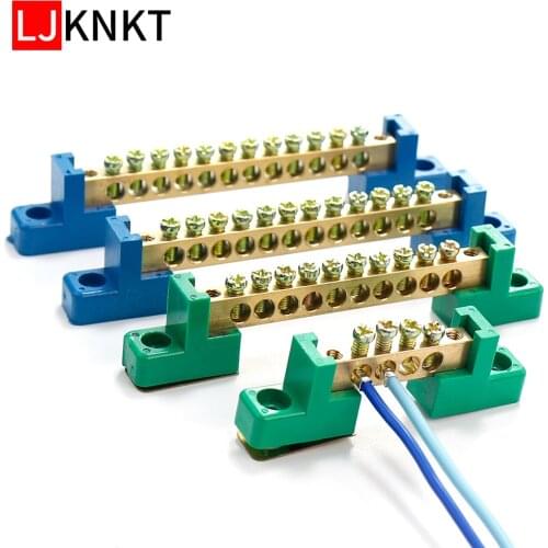 Copper screw terminal block bar wiring row zero ground brass strip protection flame retardant distribution box connection