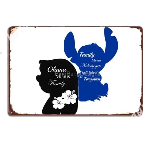 Ohana Means Family Metal Signs Living Room Wall Plaque Wall Cave Classic Tin sign Posters