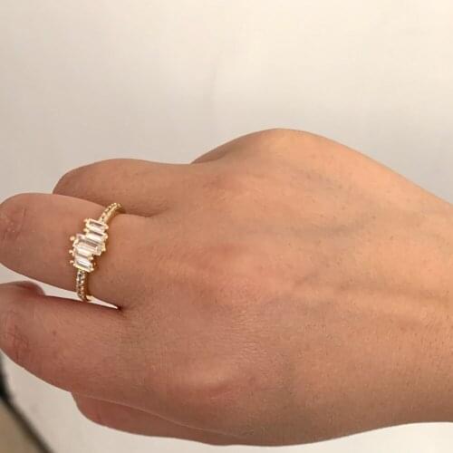 Cute Simple Geometric Zircon Open Ring for Women Men Trendy Mix Color Crystal Adjustable Size Finger Party Jewelry