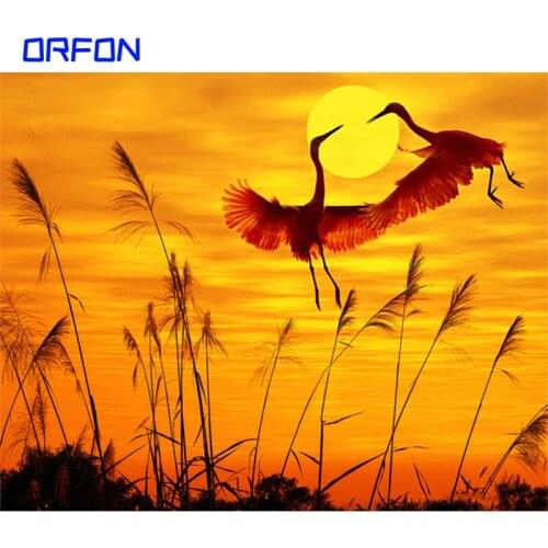 Drawing by numbers Sunset Red-crowned Crane Animals 40x50cm DIY Painting By Numbers Frame Home Decor Digital Painting On Canvas