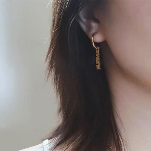 Customize Name Earring Eardrop Stainless Steel Drop Personalized Namplate Dangler For Daughter Women Fashion Creativity Gift