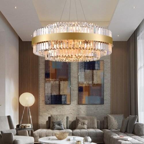 New luxury chandelier round living room hotel lobby light k9 crystal decorative light