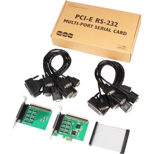 PCI-Express to 16 Port Serial RS232 Expansion Card Two DB62 to DB9 Fan-out Cable