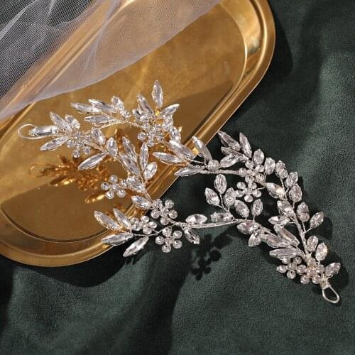 Leaf Headband Rhinestone Inlaid Hairpin Cute Vintage Wedding Headdress Hair Accessories for Girls and Women H9