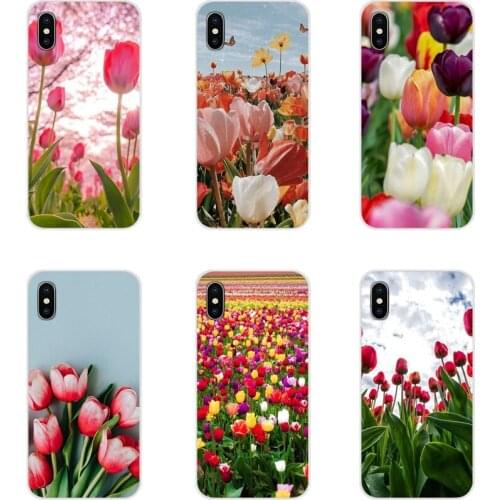 For Samsung Galaxy J1 J2 J3 J4 J5 J6 J7 J8 Plus 2018 Prime 2015 2016 2017 Red Blue Spring Tulips flower field Silicone Skin Case