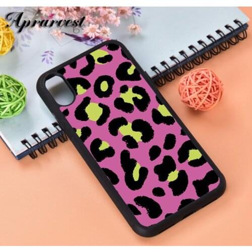 Aprarvest Pink Leopard Crystal Silicone Rubber Phone Case Cover For iPhone 6 6S 7 8 PLUS X XS XR 11 12 MINI PRO MAX