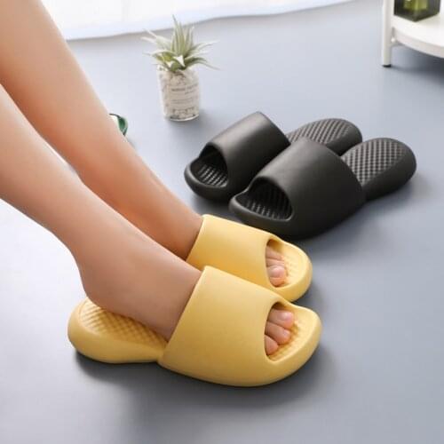 Thick Platform Bathroom Home Slippers Women Men Soft Sole EVA Indoor Slides Couple Sandals 2021 Summer Non-slip Flip Flops Shoes